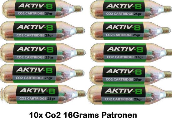 Aktiv-8 Co2 patronen 16 Grams met draad - 10x Co2 Patronen