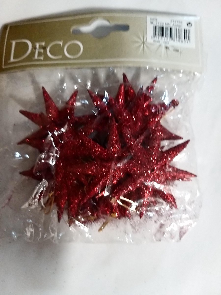 Kersthanger - Ster - 12 stuks - 5 cm - rood