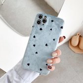 Velvet iPhone Hoesje Met Hartjes - Blauw - iPhone 11