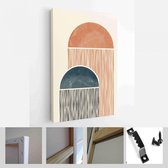 Abstracte organische kunst aan de muur. Halverwege de eeuw modern design. Een trendy set van abstracte handgeschilderde illustraties voor wanddecoratie, Social Media Banner, Brochu