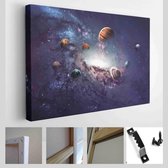 Afbeeldingen met een hoge resolutie creëren planeten van het zonnestelsel. Deze afbeeldingselementen ingericht door NASA - Modern Art Canvas - Horizontaal - 356797187