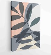 Botanische muur kunst vector set. Earth tone boho gebladerte lijntekeningen tekenen met abstracte vorm. 3 - Moderne schilderijen – Verticaal – 1881805195 - 80*60 Vertical