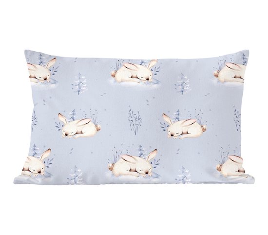Sierkussens - Kussentjes Woonkamer - 50x30 cm - Winter - Konijn - Patroon - Kerstversiering - Kerstdecoratie voor binnen - Woonkamer