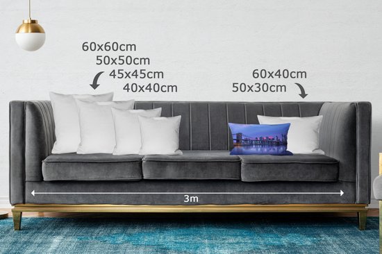 Sierkussen New York Luxury Deco pour l'intérieur - New York derrière le Bridge de Brooklyn - 50x30 cm - coussin intérieur rectangulaire en coton