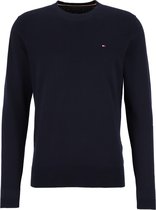 Tommy Hilfiger Core Tommy trui O-hals - heren trui katoen met zijde - donkerblauw -  Maat: L