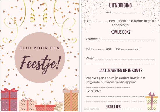 Uitnodiging kinderfeestje | 20 stuks | uitnodigingskaarten | uitnodiging verjaardag | uitnodiging feest | uitnodiging kinderfeestje jongen | uitnodiging kinderfeestje meisje | uitnodiging feestje