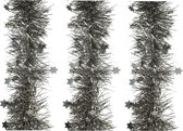 4x stuks lametta/folie sterren slingers antraciet (warm grey) 10 cm x 270 cm - kerstslingers/kerst guirlandes