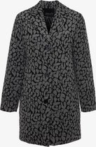 Jazlyn dames mantel jas met luipaardprint - Grijs - Maat XL