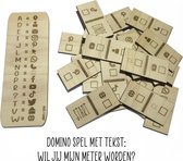Domino spel Wil jij mijn Meter worden? | social media | meter vragen | meter worden | peettante vragen | peettante worden | doosje met een vraag