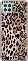 Samsung A22 4G hoesje siliconen - Luipaard print bruin | Samsung Galaxy A22 4G case | Bruin/beige | TPU backcover transparant