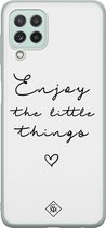 Samsung A22 4G hoesje siliconen - Enjoy life | Samsung Galaxy A22 4G case | wit | TPU backcover transparant