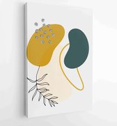 Botanische muur kunst vector set. Earth tone boho gebladerte lijntekening met abstracte vorm 1 - Moderne schilderijen – Verticaal – 1894237288 - 50*40 Vertical