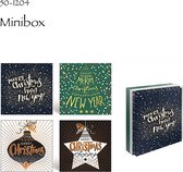 50 Cartes de Noël doubles de Luxe - 2 x 25 pcs - Feuille - 4 motifs - Enveloppe Witte - 10 x 10 cm