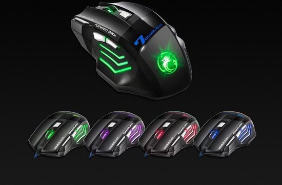 Bedrade Gaming Muis USB Computer RGB 7 Button 5500DPI LED Muizen Laptop PC Computer
