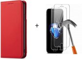 GSMNed – Luxe iPhone 12 Mini  Rood – hoogwaardig Leren Pu Hoesje – iPhone 12 Mini Rood – Design – Met Screenprotector