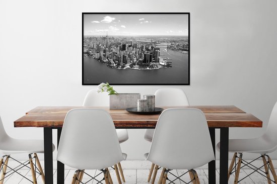Fotolijst incl. Poster - New York - Zwart - Wit - 120x80 cm - Posterlijst