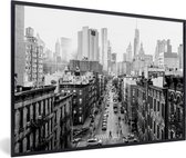 Fotolijst incl. Poster Zwart Wit- Straten van New York - zwart wit - 30x20 cm - Posterlijst