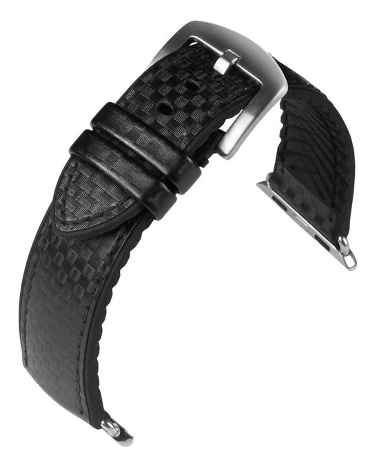 Bracelet montre EULIT pour Apple Watch - silicone - 24 mm - noir - boucle métal