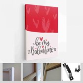 Valentijnsdag rode en gebroken witte wenskaart vector set met moderne kalligrafie liefdesberichten. Je bent mijn gelukkige plek, altijd en voor altijd, wees mijn Valentijn - Modern