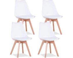 Luxiqo Eetkamerstoel Set van 4 | Moderne look | Kuipstoel | Stoel | Zitplek | Complete set | Wit