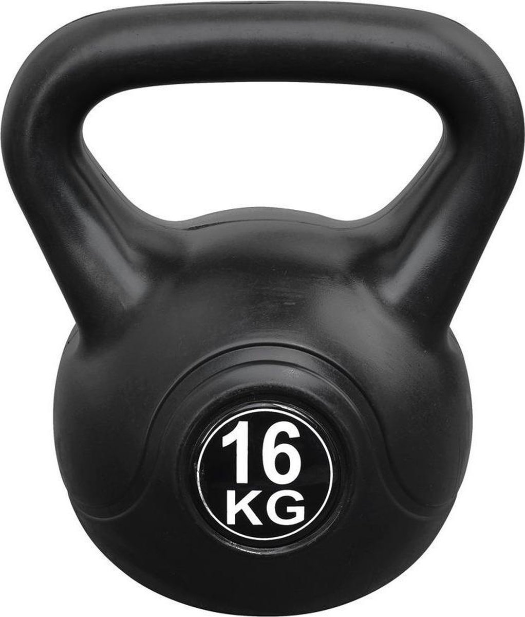Kettlebell 16 kg voor binnen en buiten Kunststof Zwart