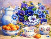 Diamond Painting Volwassenen - 60 x 80 cm – Thee - Fruit - Schaal - Zonsondergang - Full Painting - Kado - Moederdag - Kerst - Cadeau - Verjaardag - Vaderdag - Vierkante Steentjes