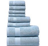 SEMAXE - Luxe handdoeken set 8 BLAUW - 2 Badhanddoeken: 70x140cm - 2 Handdoeken: 41x70cm - 4 Washandje: 34x34cm