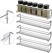 Kruidenrek ophangbaar - Kruidenrek - keuken Organizer - Wandrek - Opbergrek - RVS - 4 stuks - zilver