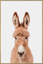 JUNIQE - Poster met kunststof lijst Donkey -30x45 /Bruin & Ivoor