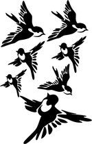 Raam / muurstickers vogels 7 stuks afmeting 60  x 40  Zwart