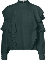 VERO MODA VMARISA L/S FRILL BLOUSE VIP SEA MOSS Dames - Maat L