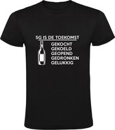 5G Is de toekomst | Heren T-shirt | Zwart | Bier | Gekocht | Gekoeld | Geopend | Gedronken | Gelukkig | Grappig | Cadeau
