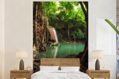 Behang - Fotobehang Donkere kleuren rond de waterval in Thaise nationaal park Erawan - Breedte 160 cm x hoogte 240 cm