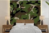 Behang - Fotobehang Militair camouflage patroon - Breedte 280 cm x hoogte 280 cm