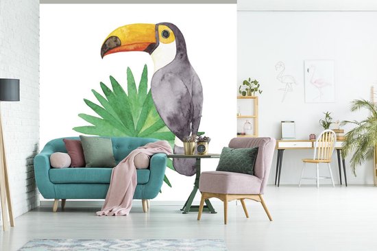 Papier peint photo peint vinyle - Illustration aquarelle d'un toucan largeur 300 cm x hauteur 300 cm - Tirage photo sur papier peint (disponible en 7 tailles)