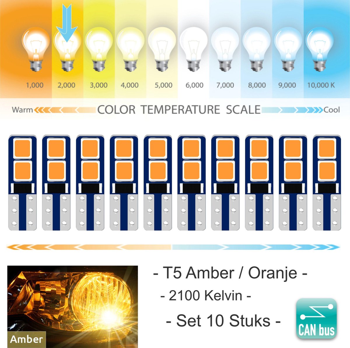 H1 13 SMD LED 24V Oranje, zonder canbus Truck Accessoires