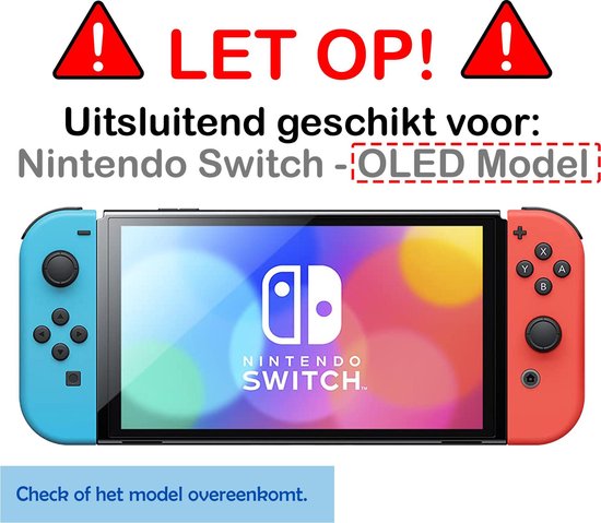 Housse Convient pour Nintendo Switch OLED Housse Housse Rigide avec Cordon - Housse Adaptée pour Nintendo Switch OLED Housse Avec Dragonne - Blauw