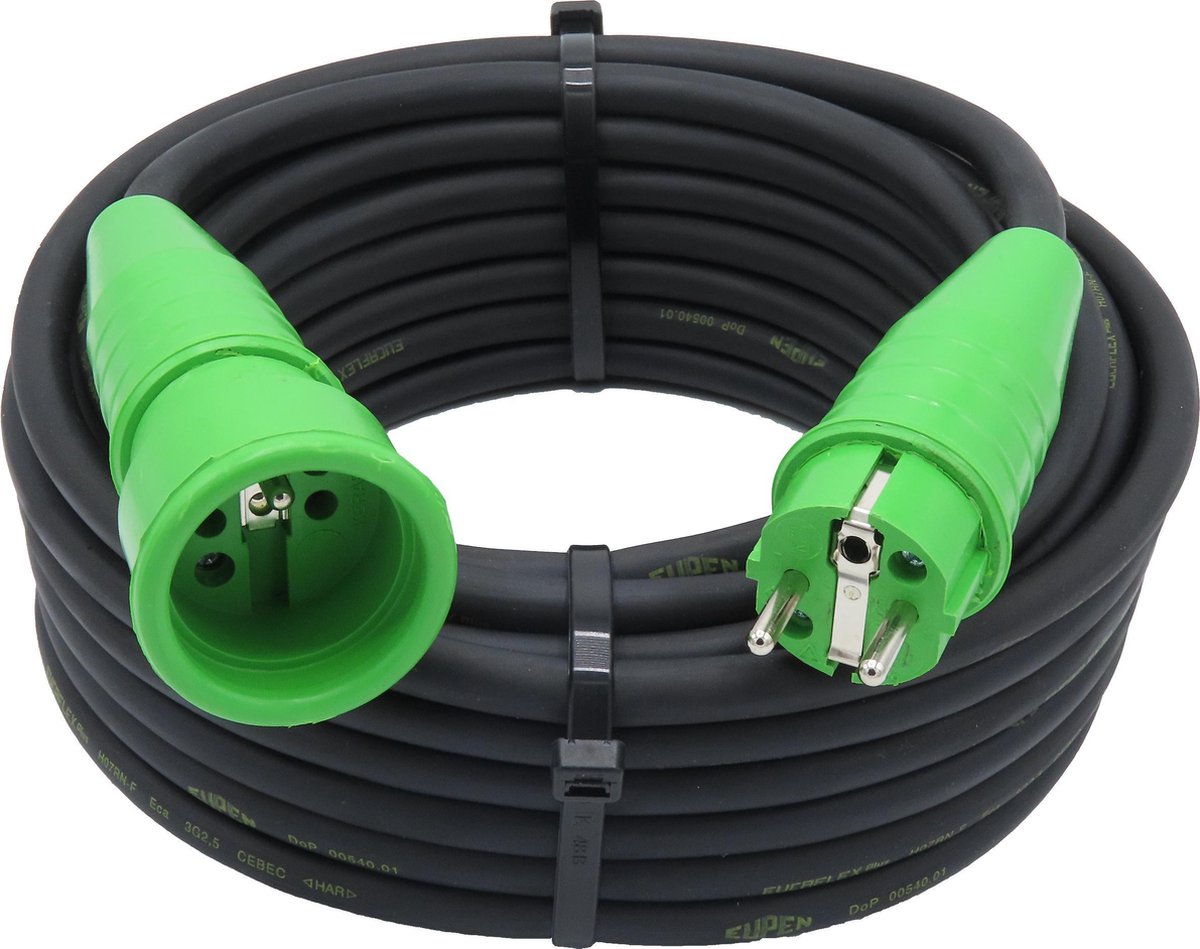 Rallonge électrique Schuko 30 m Pour le jardin Câble dalimentation IP44 jusquà 3500 W Pratique pour lextérieur Vert
