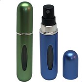 MaxedMore Navulbare Parfumverstuiver 5ml Blauw & Groen - 65 Keer Spraybare Parfum Verstuiver - Hervulbaar Tasverstuiver voor Parfum - Meeneem Mini Geur Flesje voor op Reis - Lipsti