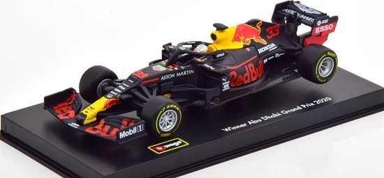 Bburago Red Bull RB16 #33 Max Verstappen modelauto in luxe bewaarcase voorzien van berijder met helm - winnaar Abu Dhabi 2020 - schaal 1:43