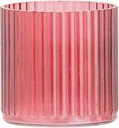 Theelichthouder chique roze 11x11xh13cm glas
