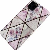 Apple iPhone 12 Mini - Silicone zacht hoesje Sofia marmer bloemen - Geschikt voor