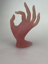 Sieradenhouder Hand ( glaseffect roze)