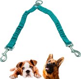 Laisse pour chien double - duo - pour 2 chiens - turquoise - toutes races et poids - absorbe les chocs - réfléchissant dans l'obscurité - ensemble complet - connecteur et laisse pour chien - convient à tous les colliers
