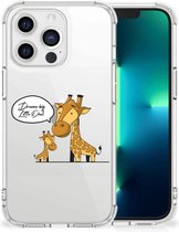 Hoesje Bumper Geschikt voor Apple iPhone 13 Pro Telefoon Hoesje met doorzichtige rand Giraffe