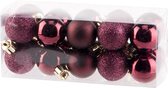 Veluw Kerstballen Mix Aubergine - Ø3cm ( Set van 20 )