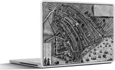 Laptop sticker - 12.3 inch - Historische stadskaart van het beroemde Amsterdam - zwart wit - 30x22cm - Laptopstickers - Laptop skin - Cover
