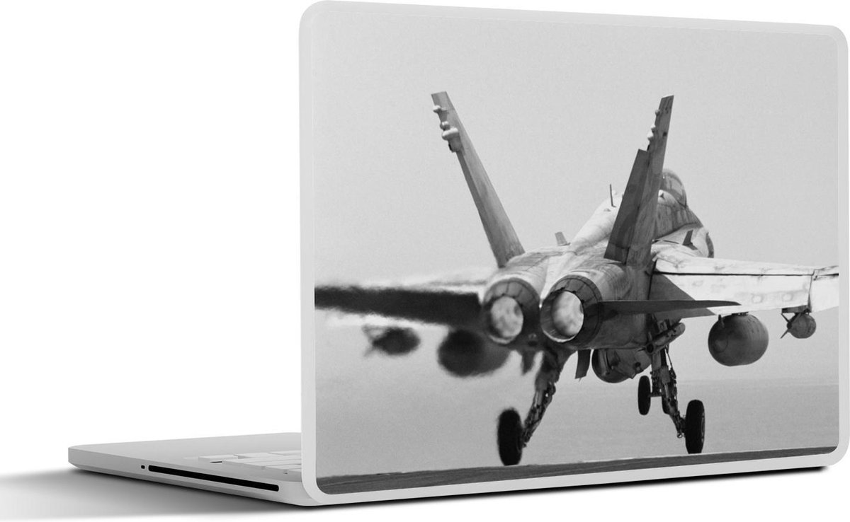 Afbeelding van product SleevesAndCases  Laptop sticker - 15.6 inch - Opstijgende straaljager - zwart wit