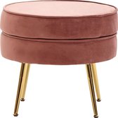 Pippa Design Poef - Voetenbankje - Fluweel - Roze/goud