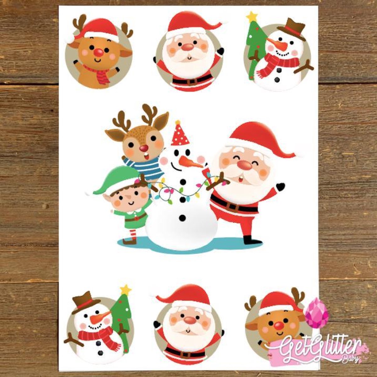 GetGlitterBaby® - Kerst Kinder Plak Tattoos / Tijdelijke Tattoo / Nep Tatoeage voor Kinderen - Kerstmin / Christmas / Kerstman / Rendier